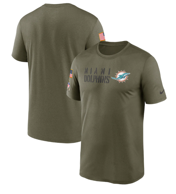 Men's Miami Dolphins Olive 2022 Salute to Service Legend Team T-Shirt Men's Miami Dolphins Olive 2022 Salute to Service Legend Team T-Shirt